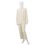 きほんのパジャマ(寝巻き) 【婦人用 L】 綿100％ マジックテープ付き ズボン/前開き ［介護用品］ イエロー（黄）