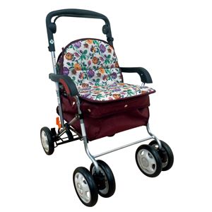 きほんのシルバーカー 反射機能/取り外し可能バッグ付き フラワーレッド ［歩行補助用品/介護用品］