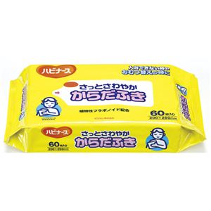 （まとめ）ピジョン タオル さっとさわやかからだふき 60枚入 11115【×10セット】