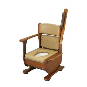 ウチヱ 木製ポータブルトイレ さわやかチェア泉II（ハネアゲ）ブラウン 8253