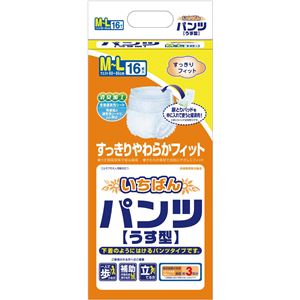 カミ商事 パンツ型 いちばんパンツ （4）うす型 M〜L（16枚×4袋） ケース 477081