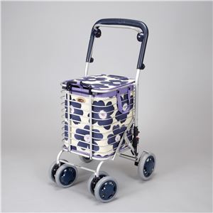 ユーバ産業 ショッピングカー アルミワイヤーカート 青花柄 6208 A-0198-H