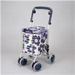 ユーバ産業 ショッピングカー アルミワイヤーカート 青花柄 6208 A-0198-H