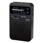 （まとめ）AM・FMアナログポケットラジオ ブラック ヤザワ RD9BK【×3セット】