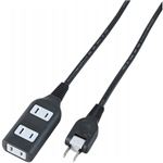 （まとめ）耐トラ付タップ 3個口 0.5m 黒 ヤザワ SH15053BK【×10セット】