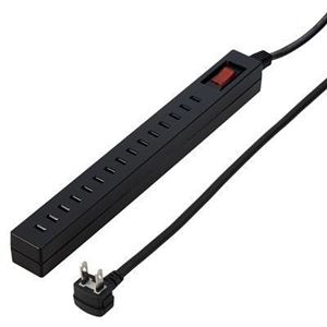 （まとめ）差し込みフリータップ ブレーカーSW付 ブラック 1.5m ヤザワ H75115BK【×2セット】