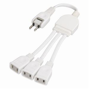 （まとめ）ACアダプター用3分配延長コードホワイト ヤザワ HV3002WH【×5セット】