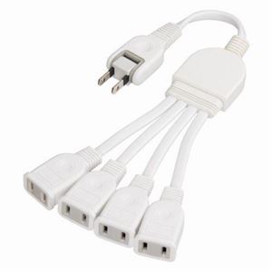 （まとめ）ACアダプター用4分配延長コードホワイト ヤザワ HV4002WH【×5セット】