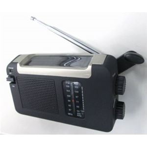 （まとめ）手回し・ソーラー・USB充電式 電池が不要！AM／FMラジオ ヤザワ BL109RMSDBK【×2セット】