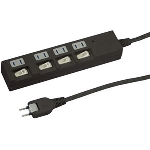 （まとめ）個別スイッチ付節電タップ 4個口 2m 黒 ヤザワ Y02BKS442BK【×2セット】