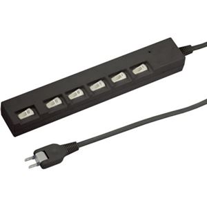 （まとめ）横差し個別スイッチ付節電タップ 6個口 2m 黒 ヤザワ Y02YBKS662BK【×2セット】