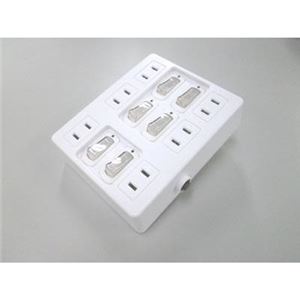 （まとめ）個別スイッチ付ウォールタップ6個口 ホワイト ヤザワ Y02WB660WH【×2セット】