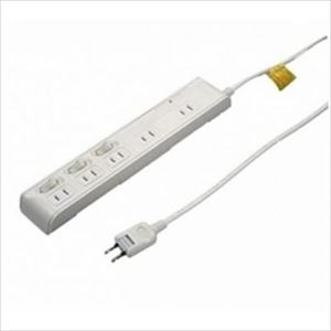 （まとめ）デジタル機器用使い分けタップ 雷サージ付 5個口 5m 白 ヤザワ Y02BKS535WH【×2セット】