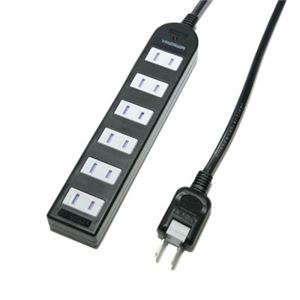 （まとめ）ノイズフィルター付きAVタップ 6個口 2m ヤザワ Y02KNS602BK【×3セット】