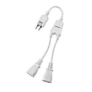 （まとめ）ACアダプター用2分配延長コード2個口 ヤザワ Y02V2002WH【×5セット】