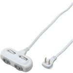 （まとめ）省エネサイドタップ個別スイッチ付タップ 2個口 2m ヤザワ Y02SHS222WH【×3セット】