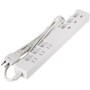 IPad対応スイッチ付3AC+3USB ヤザワ Y02662WH3U
