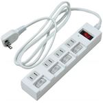 （まとめ）個別・集中スイッチ付節電タップ 4個口 2m 白 ヤザワ Y02BKS452WH【×2セット】