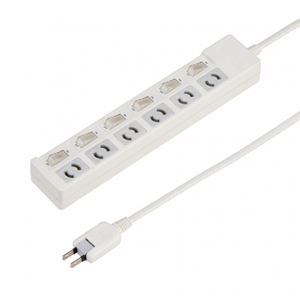 （まとめ）個別スイッチ付抜け止めタップ6個口2mホワイト ヤザワ Y02KN662WH【×2セット】