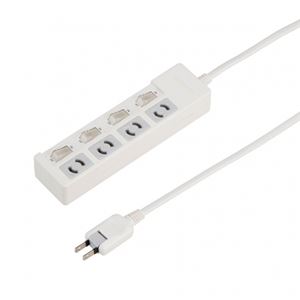 （まとめ）個別スイッチ付抜け止めタップ4個口5mホワイト ヤザワ Y02KN445WH【×2セット】