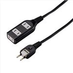 （まとめ）耐トラ付タップ3個口7mブラック ヤザワ Y02S307BK【×2セット】