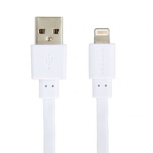 （まとめ）ライトニングコネクタケーブル平型1.2mホワイト ヤザワ MLLF12WH【×3セット】