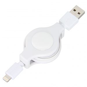 （まとめ）ライトニングコネクタケーブル巻き取り0.9Mホワイト ヤザワ MLLR10WH【×2セット】