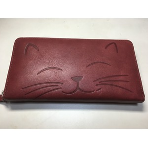 牛革猫型ロングウォレット　にこ〜 ワイン 〔長財布〕