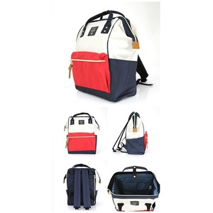 anelloポリエステルキャンパス口金ワイヤー入りがまぐちタイプデイバックトリコロール
