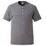 アウトヒットに最適ヘビーウェイト５．６オンスセミコーマヘンリーネックTシャツ２枚セットブラック+ミックスグレーL