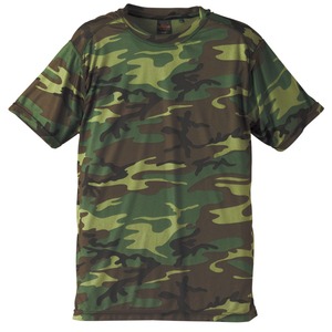 自衛隊海外派遣使用・立体裁断・吸汗速乾さらさらドライ迷彩ＴシャツウッドランドＸＬ