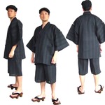 纏（まとい）織甚平キングサイズ黒4Ｌ