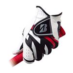 （まとめ）ブリヂストンゴルフ グローブ（手袋） 片手用／左手用 WK（白／黒） 23cm Anti-Slip Grip 【×2セット】