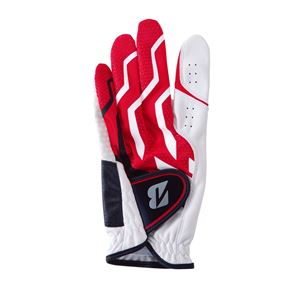 （まとめ）ブリヂストンゴルフ グローブ（手袋） 片手用／左手用 WR（白／赤） 24cm Anti-Slip Grip 【×2セット】