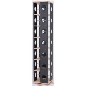 本棚/木製回転マルチラック【7段】 丸窓タイプ 幅34cm×奥行34cm ブラック（黒）