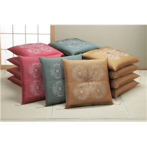 フクレ厚地八端判座布団 【同色5枚組み/ グリーン（緑）】 59cm×63cm 撥水防汚加工 日本製