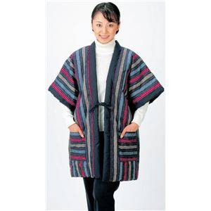 久留米紬織やっこ半纏(半天) 【M〜L】 両脇ポケット付き 表地：綿100% 紺