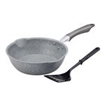 KUKUNA KITCHEN ストーンマーブルコートディープフライパン24cm（ターナー付） KKN-SM24DF