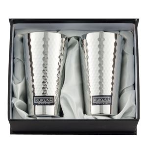 KUKUNA TABLEWARE ステンレスタンブラー350ml2客セット（ミラー、槌目仕上げ） KKN-MT350W