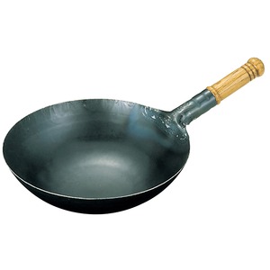 山田工業所 鉄 打出木柄 中華片手鍋 30cm