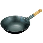 山田工業所 鉄 打出木柄 中華片手鍋 30cm