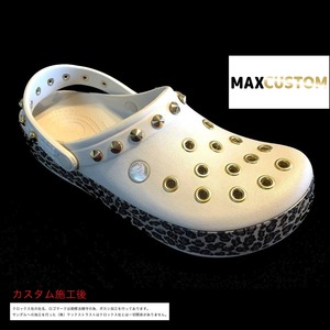 クロックス 改 アニマルレオパード パンク カスタム 白系 crocs 改 crocband animal clog クロッグ サンダル【クロカスタム】 27cm(M9/W11)