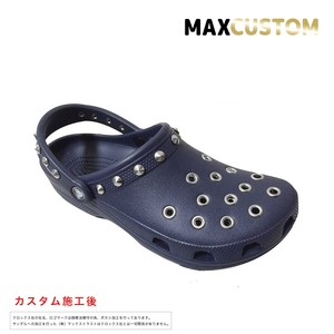 クロックス 改 パンク カスタム 濃紺 crocs 改 クラシック（ケイマン） ネイビー クロッグ サンダル【クロカスタム】 27cm(M9/W11)