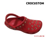 クロックス パンク カスタム 赤 crocs 改 クラシック（ケイマン） レッド クロッグ サンダル【クロカスタム】 25cm(M7/W9)