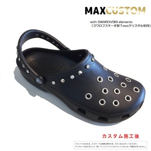 クロックス スワロフスキーｘパンク カスタム黒 ブラック crocs custom SWAROVSKIxPunk 28cm(M10/W12)