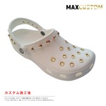 クロックス パンク カスタム 純金メッキ加工 白 crocs custom クラシック（ケイマン） クロッグ サンダル【クロカスタム】 23cm(M5/W7)