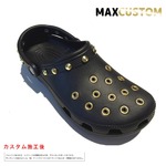 クロックス パンク カスタム 純金メッキ加工 黒 crocs custom クラシック（ケイマン） クロッグ サンダル【クロカスタム】 24cm(M6/W8)