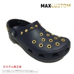 クロックス パンク カスタム 純金メッキ加工 濃紺 ネイビー crocs custom クラシック（ケイマン） クロッグ サンダル【クロカスタム】 24cm(M6/W8)