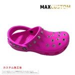 クロックス パンク カスタム ピンク/マゼンタ crocs 改 クラシック（ケイマン） レッド クロッグ サンダル【クロカスタム】 25cm(M7/W9)
