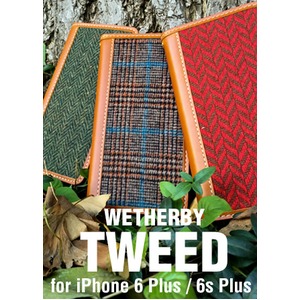 iPhone6 Plus/6s Plus ケース 手帳 ツイード 本革 WETHERBY Tweed iPhone6 Plus iPhone6s Plus レザー 本革  (Khaki)